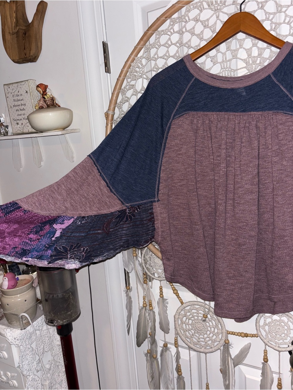 We the Free Boho Patchwork Bell Sleeve Top Size Small A00358 - Picture 3 of 5
